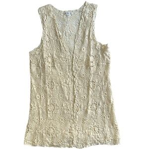 Roommates Lace Crochet Sleeveless Cardigan